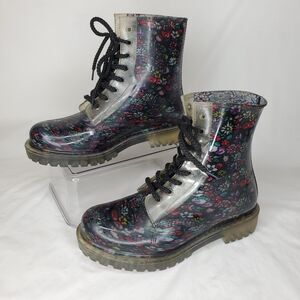 Dirty Laundry Roadie #50184 Women Sz 9 Floral Rubber Rain Combat Boots